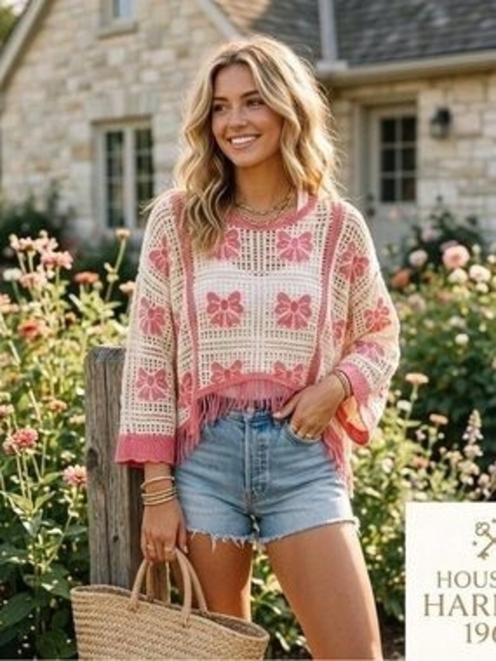 House of Harlow Floral Crochet Fringe Sweater – NWOT
